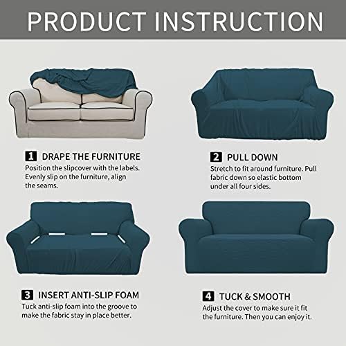 Easy-Going Stretch Oversized Loveseat Couch Covers Washable Deep Teal