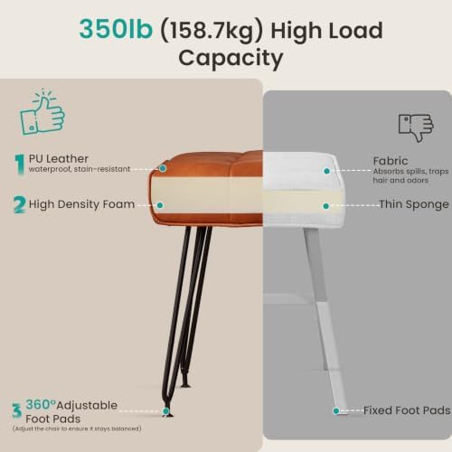 EBENCHICO PU Leather Vanity Stools, Vanity Stool Chairs for Makeup