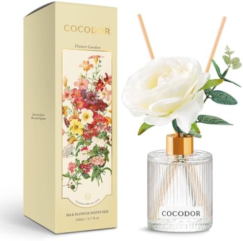 COCODOR Silk Flower Reed Diffuser Set, Flower Garden, 6.7 oz, Home Décor