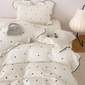 Polka Dot Duvet Cover Set 3-Piece King Size,1 Duvet Cover and 2 Pillowcases,Ruffles Brushed Washed for Softness Bedding Set for All Seasons,Cute Coquette Comforter Covers 104"×90”