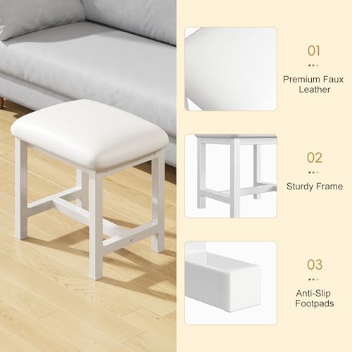 White Vanity Stool, Small Vanity Chair, Makeup Bench Seat for Deak