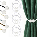 Hion Magnetic Curtain Tiebacks White 6pcs, Curtain Holdbacks Hooks Holders