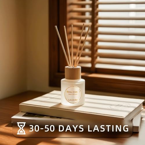 Reed Diffuser Set of 3, Binca Vidou Lavender, Jasmine & White Tea, Sage & Sea Salt Natural Scent Oil Diffusers with Sticks for Home Office Bathroom Aromatherapy Decor 1.69oz x 3