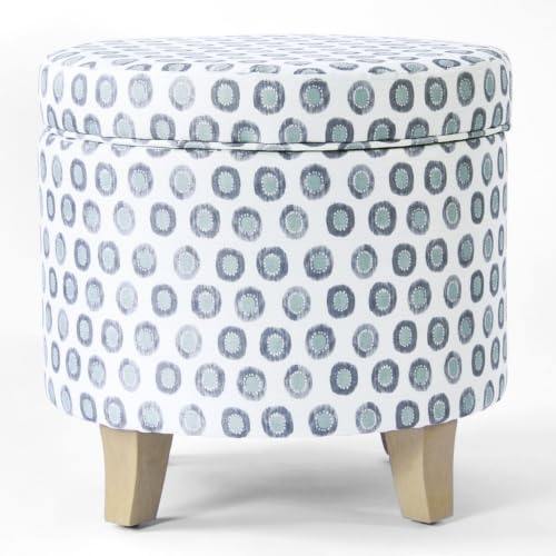 HomePop 19" Round Storage Ottoman - Green Medallion Ikat Print