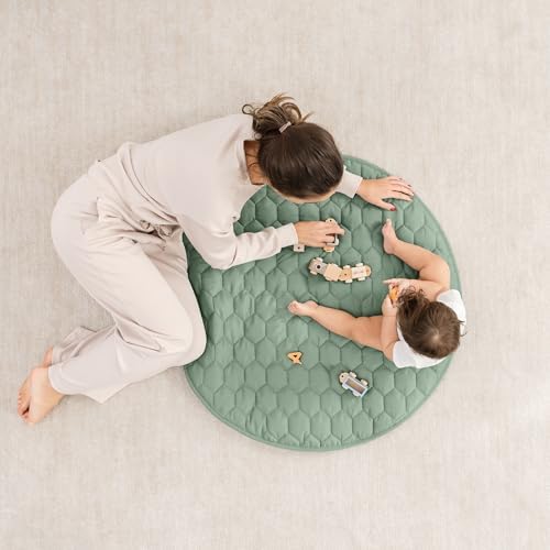 Comfy Cubs Round Kids Play Mat Small 36in Baby Floor Mat - Fern