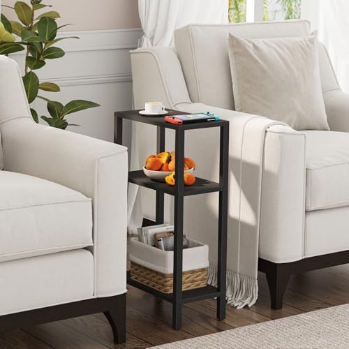 TUTOTAK Narrow Side Table, 3-Tier Small End Table for Couch