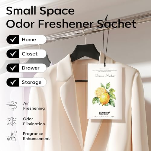 MYARO 12 Pack Lemon Scented Sachets, Closet Deodorizer Car Air Freshener
