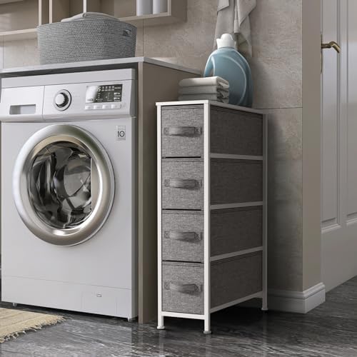 Sorbus 4-Drawer Narrow Dresser for Bedroom (White/Gray)