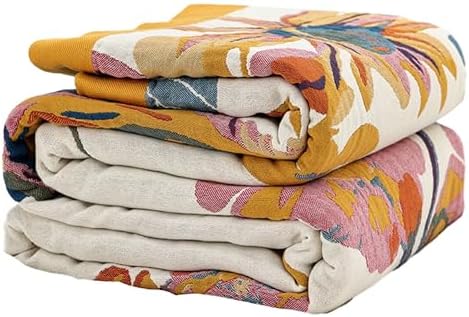 Boho Throw Blanket for Bed 80”x90”, 100% Cotton Blanket for Couch Sofa