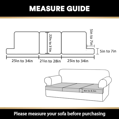 PrinceDeco Stretch T Cushion Sofa Slipcovers 3 Piece,Pets Friendly,Navy