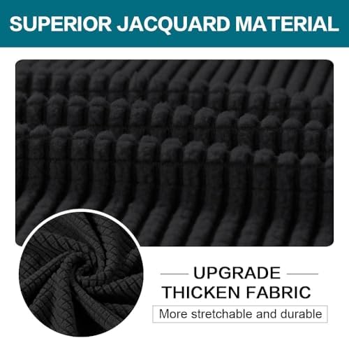 Turquoize 4 Piece Sofa Covers for 3 Cushion Couch Sofa Slipcover Soft Couch Cover for Dogs Washable Furniture Cover with 3 Individual Large Cushion Covers Feature Fabric (Large Sofa, Black)