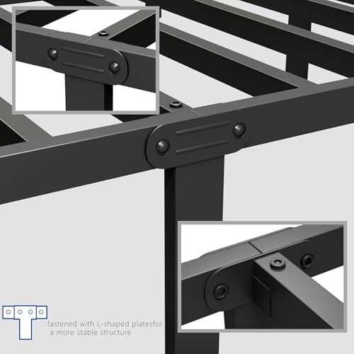 zizin Full Metal Bed Frame with Headboard and Footboard Steel Slat Support