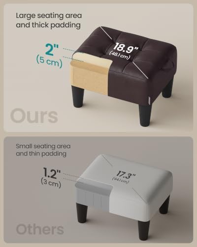 SONGMICS Storage Ottoman, PVC Leather Footrest with Hidden Storage