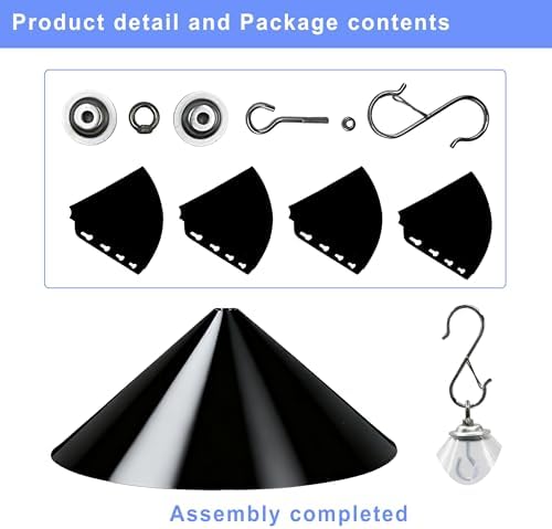Squirrel Baffle for Bird Feeder Pole - 19 Inch for Protects Hanging Feeders (2 Pack, Black)