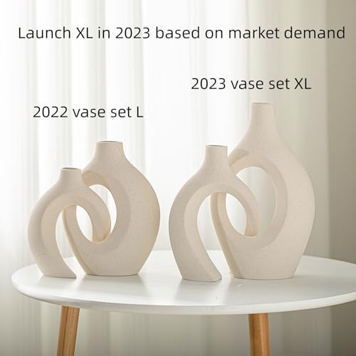 Lvases Snuggle Hollow Ceramic Vase of 2, Boho Nordic Modern Home Decor Vase