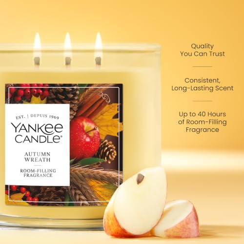 Yankee Candle Autumn Wreath Scented Candle, 14.5oz 3-Wick