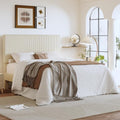 SHA CERLIN Full Platform Bed, Adjustable Tufted Corduroy Headboard, Cream