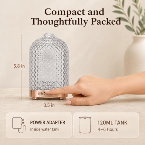 Essential Oil Diffuser for Home, 120ML Dimond Glass