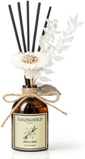 Vanilla Home Scent Set with 10 Reed Sticks & Decorative Flower, Long Lasting Reed Diffuser for Living Room Bathroom, Brown Bottle, 5 fl.oz