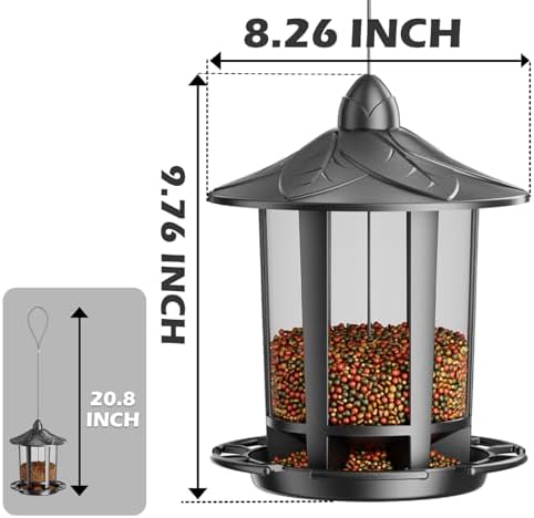 Birdream 2 Pack Bird Feeders for Outdoor Hanging, Assembly Required, 1-Min Easy Setup, Charming Castle Design, Attracting Cardinals Chickadees Goldfinches & Sparrows - Black