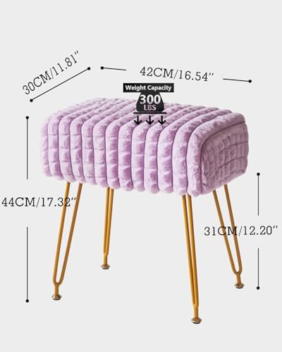 IBUYKE Makeup Vanity Chair, Rectangular Footrest Stool, Purple WBD003V