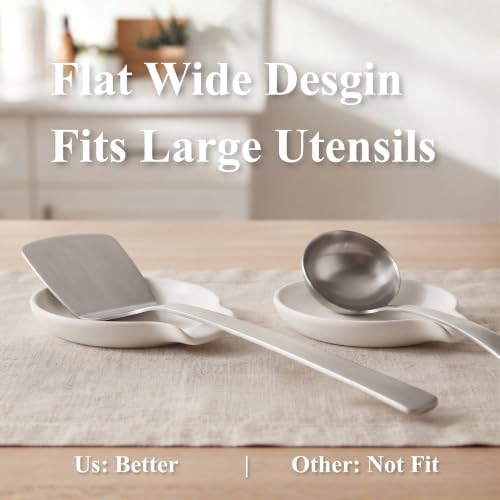 LarqeeWare Ceramic Spoon Rest for Stove Top, Modern Kitchen Counter Holder