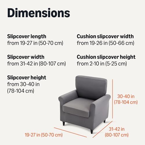 Amazon Basics Stretch Spandex Sofa Slipcover with Elastic Bottom, One Seat Sofa, Small, Dark Gray