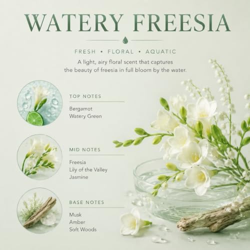 Airkeep Reed Diffuser Set,3.38 fl oz (100 ml) - Watery Freesia Oil Diffusers with 8 Reed Sticks, Home Fragrance Reed Diffuser for Bathroom Shelf Decor