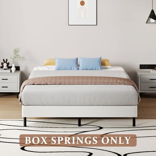 Queen Size Box Springs - 5 Inch Low Profile Mattress Foundation No Noise Heavy Duty Metal Basics Bed Base with Clean Fabric Cover, Easy Assembly