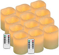 Vinkor Flameless Candles Battery Operated Candles Real Wax Pillar LED Candles with 10-Key Remote and Cycling 24 Hours Timer (Ivory Set of 12 （D: 3" x H: 4"）)