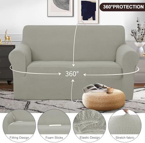 U-NICE HOME Loveseat Cover Stretch Couch Cover Sofa Slipcover, Taupe