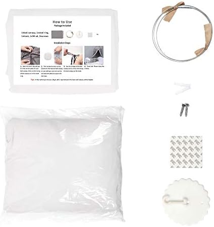 Bed Canopy with Frills Reading Nook Game Tent for Kids Boho Hanging Net Play Room Decor(White)