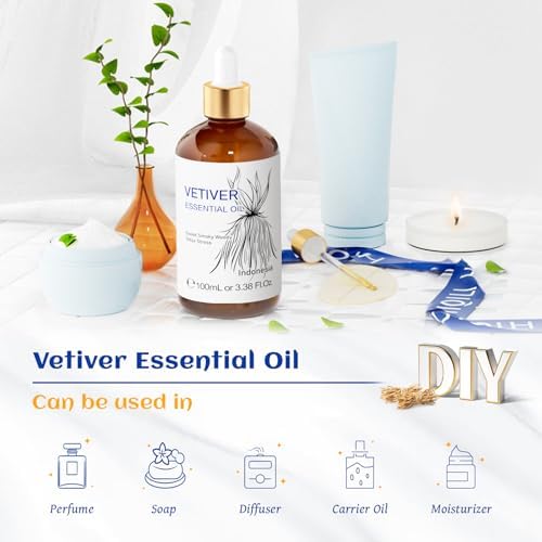 HIQILI Vetiver Essential Oil for Skin, Perfume, Aromatherapy