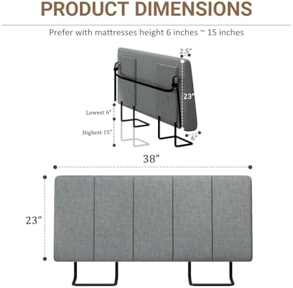 Twin Size Headboard Only-No Assembly Required, Dark Gray