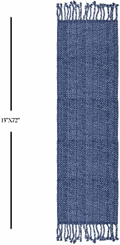 100% Cotton Table Runner for Dining Room Tables Rectangle Two Tone Woven Fabric 72" x 13" Soft Durable Table Runner, Dark Blue - (Pack of 1)