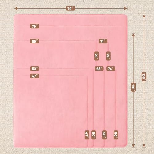 Baby Play Mat for Floor,Tummy Time Area Rug 74x50 Playpen Muscle Mat Pink