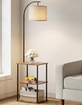 Floor Lamp with Table,Night Stand Lamp,End Side Table for Living Room Brown