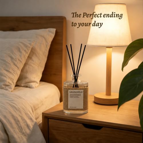Earthy Sandalwood Scent Reed Diffuser Set with 10 Diffuser Sticks, 5.1 oz