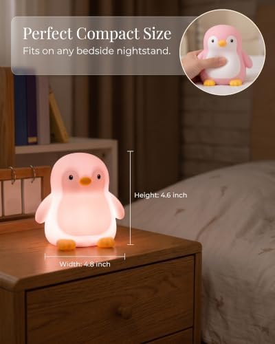 Penguin Night Light: Silicone Dimmable Touch Control with Timer