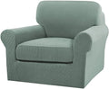 Turquoize 2 Piece Chair Covers Chair Slipcovers for Living Room Armchair Couch Cover Chair Sofa Cover with Individual Cushion Covers Furniture Cover for Chairs Feature Thick Fabric (Chair, Dark Cyan)