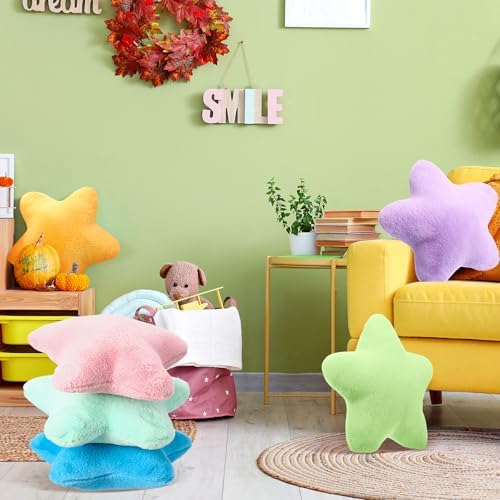 Beeveer 8 Pack Star Shaped Throw Pillow Plush Bulk Decorations, Cute