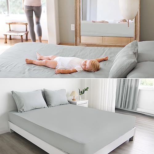 Twin Fitted Sheet Only, Soft & Cozy Twin Size Bed Sheets for Boy Kids Gray