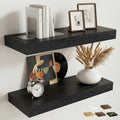 20 Inch Floating Shelves for Wall, 8"D Wood Storage Shelves, Black Finish