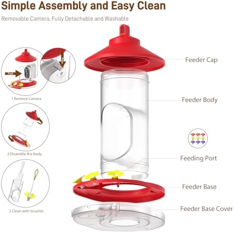 SOLIOM Hummingbird Feeder with Camera, 2K Smart AI Video, Solar Powered