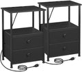 LOAKEKEL Nightstands Set of 2, Night Stand with Charging Station