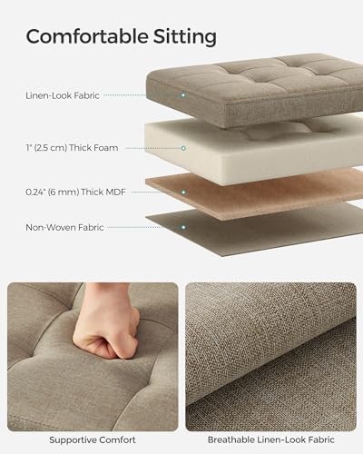 SONGMICS Small Folding Storage Ottoman, 15.7 x 12.2 x 12.2 Inches