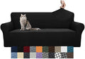 YEMYHOM Couch Cover Latest Jacquard Design High Stretch Sofa Covers for 3 Cushion Couch, Pet Dog Cat Proof Slipcover Non Slip Magic Elastic Furniture Protector (Sofa, Black)