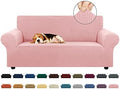 KEKUOU Stretch Loveseat Couch Cover, 2 Cushion Couch Slipcover,Dusty Pink
