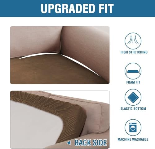 H.VERSAILTEX Velvet Stretch Individual Cushion Cover Plush Cushion Slipcover for Loveseat Sofa Furniture Protector Seat Cushion Sofa Cover (1 Piece Loveseat Cushion Cover, Bronze Brown)