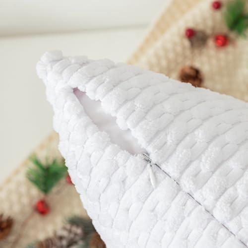 Kevin Textile Soft Corduroy 12"x20" Lumbar Pillow Covers 2 Pack, Pure White